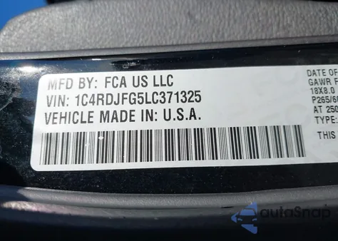 2020 Dodge Durango Pursuit Awd z USA, uszkodzony, nr VIN 1C4RDJFG5LC371325